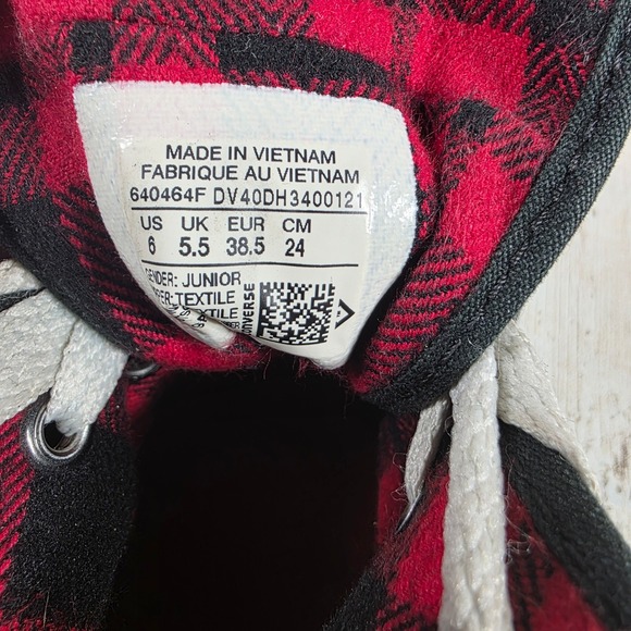 Converse All Star Roll Down‎ Top High Top Sneakers Black Red Plaid Size 6 - Picture 8 of 8